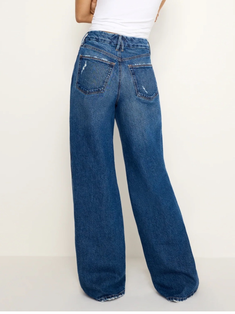 Good American Good Skate Wide Leg High-Rise Blue Women's Jeans Stretch Size 6/28 - Picture 2 of 16